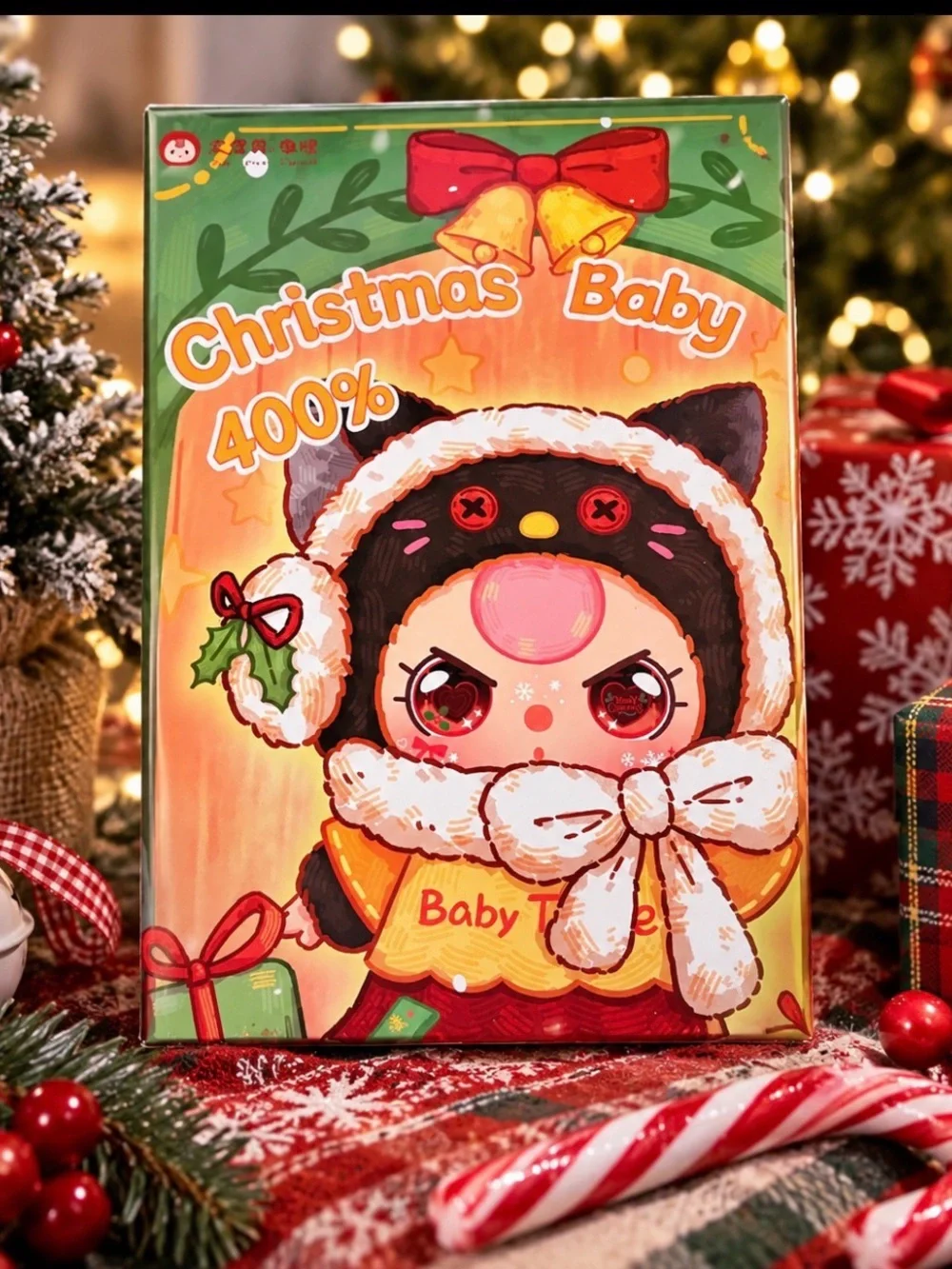 Christmas Baby Plush Doll - Black & Pink Holiday Character 400%
